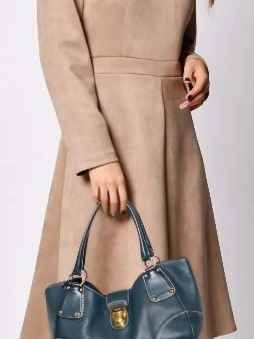 Prada Navy Leather Satchel with Gold Hardware